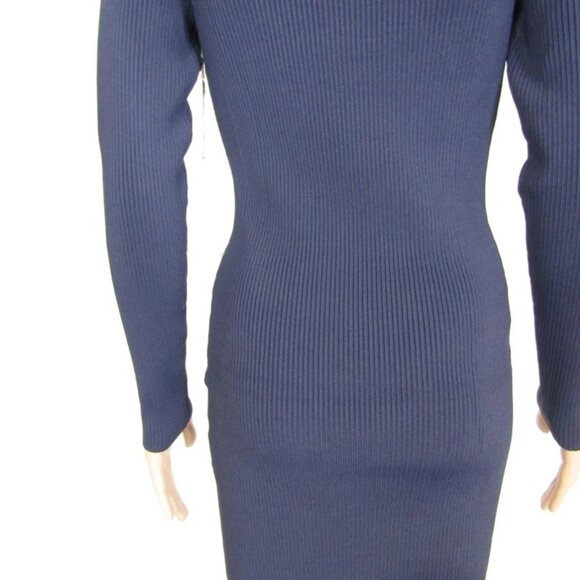 NEW A.L.C. Women's Stretch Ribbed Long Sleeve Mini Dress Navy Blue Size M - Picture 10 of 12